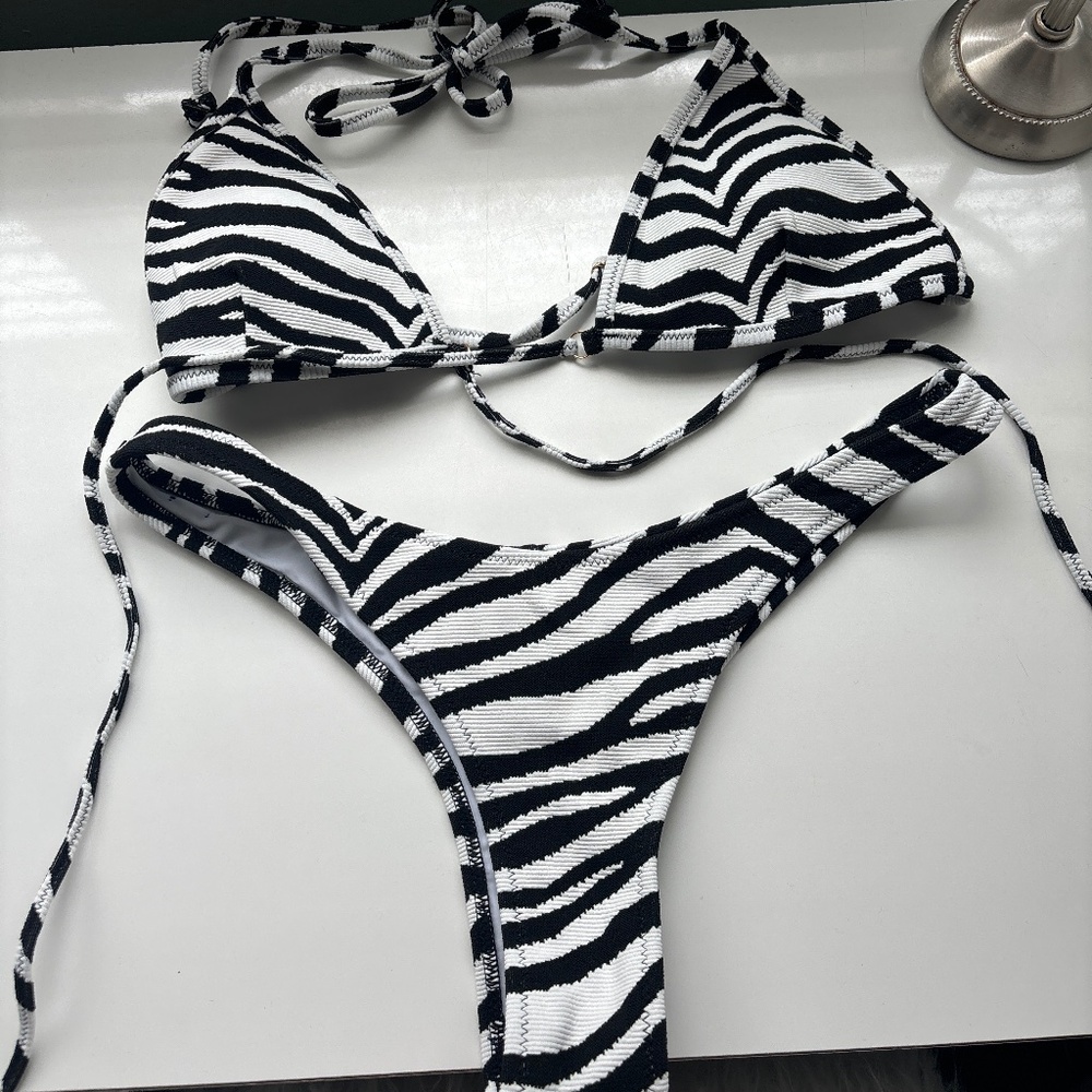Zebra print cheeky bikini set